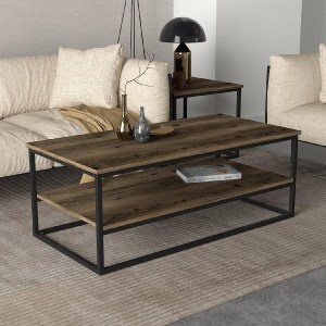 Artelibre - 14410087 ΤΡΑΠΕΖΑΚΙ ΣΑΛΟΝΙΟΥ MYKONOS ΣΚΟΥΡΟ ΚΑΦΕ/ΜΑΥΡΟ ΜΟΡΙΟΣΑΝΙΔΑ/ΜΕΛΑΜΙΝΗ/ΜΕΤΑΛΛΟ 120X60X43CM