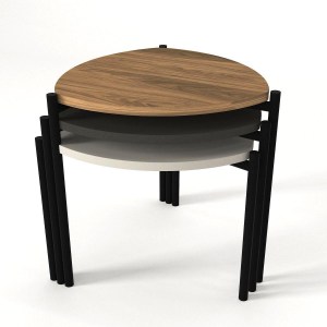 Artelibre - 14410189 ΤΡΑΠΕΖΑΚΙ ΣΑΛΟΝΙΟΥ KARPATHOS ΦΥΣΙΚΟ/ΑΝΘΡΑΚΙ/ΓΚΡΙ ΜΟΡΙΟΣΑΝΙΔΑ/ΜΕΛΑΜΙΝΗ 45X45X45/40/35CM ΣΕΤ 3ΤΜΧ