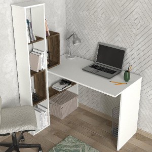 Artelibre - 14410273 ΓΡΑΦΕΙΟ-ΒΙΒΛΙΟΘΗΚΗ PERCY ΛΕΥΚΟ/ΚΑΡΥΔΙ ΜΟΡΙΟΣΑΝΙΔΑ/ΜΕΛΑΜΙΝΗ 120X90X74/150CM