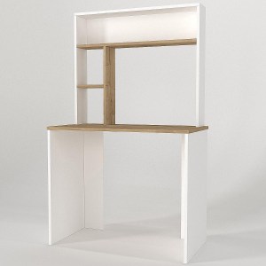 Artelibre - 14410301 ΓΡΑΦΕΙΟ-ΒΙΒΛΙΟΘΗΚΗ ARAGO ΛΕΥΚΟ/ΦΥΣΙΚΟ ΜΟΡΙΟΣΑΝΙΔΑ/ΜΕΛΑΜΙΝΗ 90X45X148CM