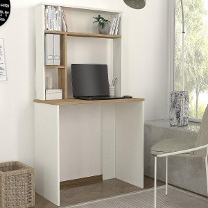 Artelibre - 14410301 ΓΡΑΦΕΙΟ-ΒΙΒΛΙΟΘΗΚΗ ARAGO ΛΕΥΚΟ/ΦΥΣΙΚΟ ΜΟΡΙΟΣΑΝΙΔΑ/ΜΕΛΑΜΙΝΗ 90X45X148CM