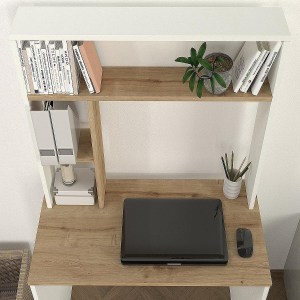 Artelibre - 14410301 ΓΡΑΦΕΙΟ-ΒΙΒΛΙΟΘΗΚΗ ARAGO ΛΕΥΚΟ/ΦΥΣΙΚΟ ΜΟΡΙΟΣΑΝΙΔΑ/ΜΕΛΑΜΙΝΗ 90X45X148CM