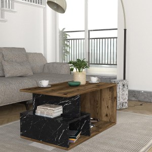 Artelibre - 14410310 ΤΡΑΠΕΖΑΚΙ ΣΑΛΟΝΙΟΥ DRAKE ΚΑΡΥΔΙ/ΜΑΥΡΟ ΜΟΡΙΟΣΑΝΙΔΑ/ΜΕΛΑΜΙΝΗ 90X54X42CM