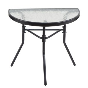 Artelibre - 14450059 ΤΡΑΠΕΖΙ ΚΗΠΟΥ ΗΜΙΚΥΚΛΙΚΟ ARTELIBRE CELESTIAL ΜΑΥΡΟ ΜΕΤΑΛΛΟ/ΓΥΑΛΙ 70X40X65CM