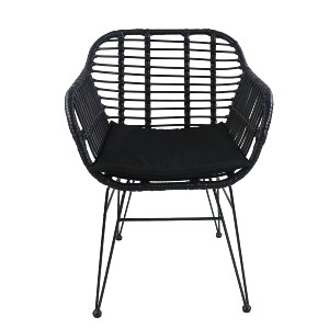 Artelibre - 14510020 ΚΑΡΕΚΛΑ ΚΗΠΟΥ ARTELIBRE ACTORIUS ΜΑΥΡΟ ΜΕΤΑΛΛΟ/RATTAN 57X53X81CM