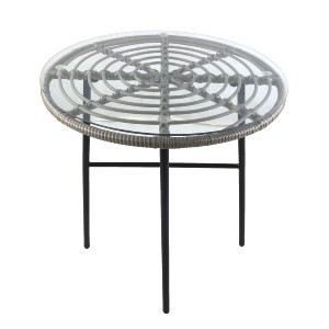 Artelibre - 14510042 ΤΡΑΠΕΖΙ ΚΗΠΟΥ ARTELIBRE APPIUS ΓΚΡΙ/ΜΑΥΡΟ ΜΕΤΑΛΛΟ/RATTAN/ΓΥΑΛΙ 70X70X74CM