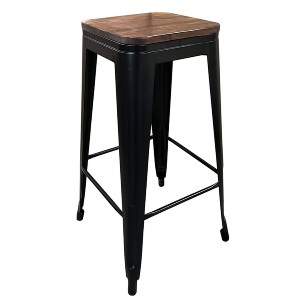 Artelibre - 14600141 ΣΚΑΜΠΟ BAR ARTELIBRE ΒΙΟΜΗΧΑΝΙΚΟΥ ΤΥΠΟΥ VINTAGE SILANO II ΜΑΥΡΟ ΜΑΤ/ΚΑΦΕ ΜΕΤΑΛΛΟ/ΞΥΛΟ 42X42X76CM