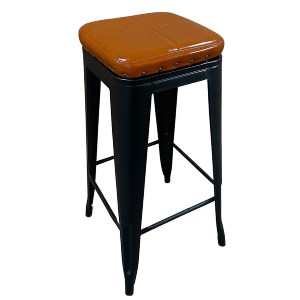 Artelibre - 14600142 ΣΚΑΜΠΟ BAR ARTELIBRE ΒΙΟΜΗΧΑΝΙΚΟΥ ΤΥΠΟΥ VINTAGE SILANO III ΜΑΥΡΟ ΜΑΤ/ΚΑΦΕ ΜΕΤΑΛΛΟ/PU 43X43X78CM