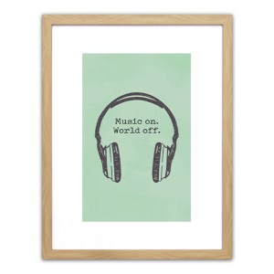 Artelibre - 14680063 ΠΙΝΑΚΑΣ ΣΕ ΚΟΡΝΙΖΑ ΠΛΑΣΤΙΚΟ MUSIC ON. WORLD OFF. 35X45X1.8CM