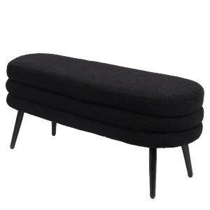 Artelibre - 14770100 ΠΑΓΚΑΚΙ OTTOMAN ARTELIBRE TONDO ΜΑΥΡΟ ΥΦΑΣΜΑ TEDDY/ΜΕΤΑΛΛΟ 42X112X44CM
