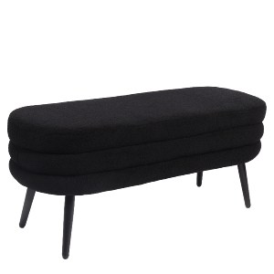 Artelibre - 14770100 ΠΑΓΚΑΚΙ OTTOMAN ARTELIBRE TONDO ΜΑΥΡΟ ΥΦΑΣΜΑ TEDDY/ΜΕΤΑΛΛΟ 42X112X44CM