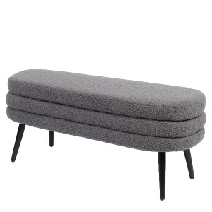 Artelibre - 14770101 ΠΑΓΚΑΚΙ OTTOMAN ARTELIBRE TONDO ΓΚΡΙ ΥΦΑΣΜΑ TEDDY/ΜΕΤΑΛΛΟ 42X112X44CM