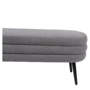 Artelibre - 14770101 ΠΑΓΚΑΚΙ OTTOMAN ARTELIBRE TONDO ΓΚΡΙ ΥΦΑΣΜΑ TEDDY/ΜΕΤΑΛΛΟ 42X112X44CM