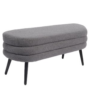 Artelibre - 14770101 ΠΑΓΚΑΚΙ OTTOMAN ARTELIBRE TONDO ΓΚΡΙ ΥΦΑΣΜΑ TEDDY/ΜΕΤΑΛΛΟ 42X112X44CM