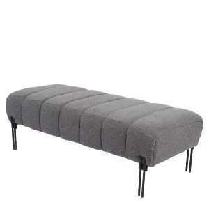 Artelibre - 14770105 ΠΑΓΚΑΚΙ OTTOMAN ARTELIBRE KUBO ΓΚΡΙ ΥΦΑΣΜΑ TEDDY/ΜΕΤΑΛΛΟ 40X116.5X50CM