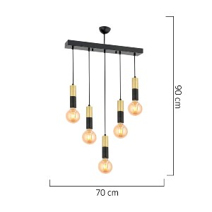 Artelibre - 14780173 ΦΩΤΙΣΤΙΚΟ ΚΡΕΜΑΣΤΟ AQUILA ΠΕΝΤΑΦΩΤΟ ΜΑΥΡΟ/ΧΡΥΣΟ ΜΕΤΑΛΛΟ 70X90CM