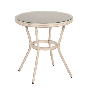 Artelibre - 14840066 ΤΡΑΠΕΖΙ ΚΗΠΟΥ BURUNDI ΛΕΥΚΟ ΑΛΟΥΜΙΝΙΟ/ΓΥΑΛΙ Φ70X72CM