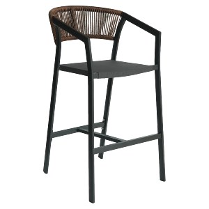Artelibre - 14840109 ΣΚΑΜΠΟ BAR ARTELIBRE SANTORINI ΜΑΥΡΟ/ΦΥΣΙΚΟ ΑΛΟΥΜΙΝΙΟ/RATTAN 55X56X99CM