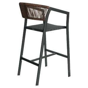 Artelibre - 14840110 ΣΚΑΜΠΟ BAR ARTELIBRE SANTORINI ΑΝΘΡΑΚΙ/ΦΥΣΙΚΟ ΑΛΟΥΜΙΝΙΟ/RATTAN 55X56X99CM