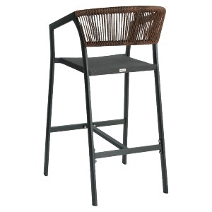 Artelibre - 14840110 ΣΚΑΜΠΟ BAR ARTELIBRE SANTORINI ΑΝΘΡΑΚΙ/ΦΥΣΙΚΟ ΑΛΟΥΜΙΝΙΟ/RATTAN 55X56X99CM