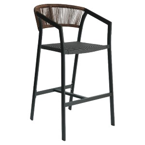 Artelibre - 14840110 ΣΚΑΜΠΟ BAR ARTELIBRE SANTORINI ΑΝΘΡΑΚΙ/ΦΥΣΙΚΟ ΑΛΟΥΜΙΝΙΟ/RATTAN 55X56X99CM