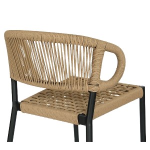 Artelibre - 14840126 ΣΚΑΜΠΟ BAR ARTELIBRE CEBU ΜΑΥΡΟ/ΦΥΣΙΚΟ ΑΛΟΥΜΙΝΙΟ/RATTAN 60X60X99CM
