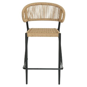 Artelibre - 14840126 ΣΚΑΜΠΟ BAR ARTELIBRE CEBU ΜΑΥΡΟ/ΦΥΣΙΚΟ ΑΛΟΥΜΙΝΙΟ/RATTAN 60X60X99CM