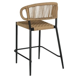 Artelibre - 14840126 ΣΚΑΜΠΟ BAR ARTELIBRE CEBU ΜΑΥΡΟ/ΦΥΣΙΚΟ ΑΛΟΥΜΙΝΙΟ/RATTAN 60X60X99CM