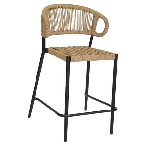 Artelibre - 14840126 ΣΚΑΜΠΟ BAR ARTELIBRE CEBU ΜΑΥΡΟ/ΦΥΣΙΚΟ ΑΛΟΥΜΙΝΙΟ/RATTAN 60X60X99CM