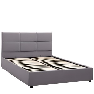 Artelibre - 14920013 ΚΡΕΒΑΤΙ ΔΙΠΛΟ ARTELIBRE CLOUDREST ΓΚΡΙ ΥΦΑΣΜΑ 214X168X109CM (ΣΤΡΩΜΑ 160X200CM)