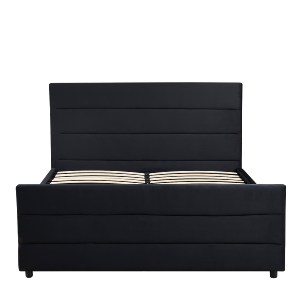 Artelibre - 14920014 ΚΡΕΒΑΤΙ ΔΙΠΛΟ ARTELIBRE SLEEPSUIT ΜΑΥΡΟ ΥΦΑΣΜΑ 218X172X118CM (ΣΤΡΩΜΑ 160X200CM)