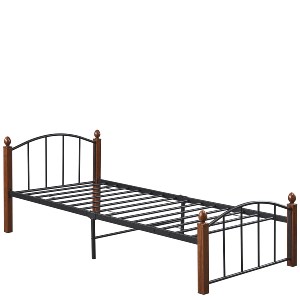 Artelibre - 14920037 ΚΡΕΒΑΤΙ ΜΟΝΟ ARTELIBRE LARAMIE ΜΑΥΡΟ/ΚΑΡΥΔΙ ΜΕΤΑΛΛΟ ΓΙΑ ΣΤΡΩΜΑ 90X200CM