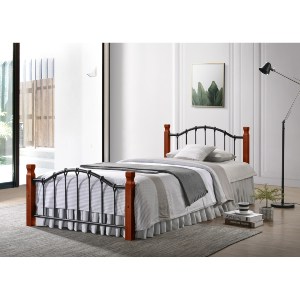 Artelibre - 14930005 ΚΡΕΒΑΤΙ ΔΙΠΛΟ ARTELIBRE CONCORDIA ΜΑΥΡΟ/ΒΕΛΑΝΙΔΙΑ ΜΕΤΑΛΛΟ/ΞΥΛΟ (ΣΤΡΩΜΑ 150X200CM)