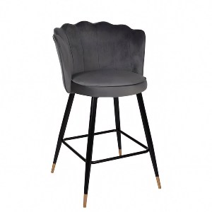 Artelibre - 14960005 ΣΚΑΜΠΟ BAR ARTELIBRE GESELL ΜΕ ΠΛΑΤΗ ΓΚΡΙ ΒΕΛΟΥΔΟ/ΜΕΤΑΛΛΟ 50X50X90CM