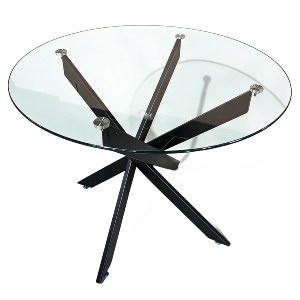 Artelibre - 14980041 ΤΡΑΠΕΖΙ ΤΡΑΠΕΖΑΡΙΑΣ ARTELIBRE GLAZERA ΜΑΥΡΟ/ΔΙΑΦΑΝΟ ΓΥΑΛΙ/ΜΕΤΑΛΛΟ Φ90X75CM