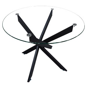 Artelibre - 14980041 ΤΡΑΠΕΖΙ ΤΡΑΠΕΖΑΡΙΑΣ ARTELIBRE GLAZERA ΜΑΥΡΟ/ΔΙΑΦΑΝΟ ΓΥΑΛΙ/ΜΕΤΑΛΛΟ Φ90X75CM