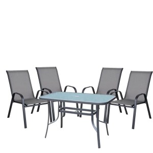 Artelibre - 14990052 ΣΕΤ ΤΡΑΠΕΖΑΡΙΑ ΚΗΠΟΥ ARTELIBRE SUN ΜΕΤΑΛΛΟ ΓΚΡΙ/ΜΑΥΡΟ ΜΕ 4 ΠΟΛΥΘΡΟΝΕΣ