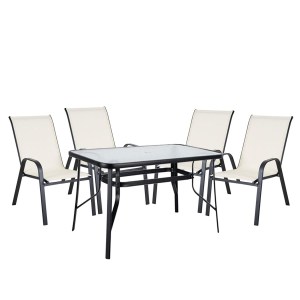 Artelibre - 14990071 ΣΕΤ ΤΡΑΠΕΖΑΡΙΑ ΚΗΠΟΥ ARTELIBRE SUN ΜΕΤΑΛΛΟ ΚΡΕΜ/ΜΑΥΡΟ ΜΕ 4 ΠΟΛΥΘΡΟΝΕΣ