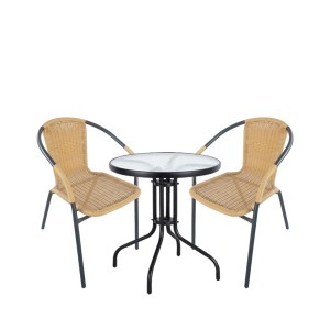 Artelibre - 14990073 ΣΕΤ ΤΡΑΠΕΖΑΡΙΑ ΚΗΠΟΥ EARTH ΜΕΤΑΛΛΟ ΜΑΥΡΟ/ΜΠΕΖ ΜΕ 2 ΠΟΛΥΘΡΟΝΕΣ