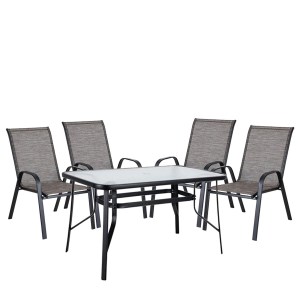 Artelibre - 14990074 ΣΕΤ ΤΡΑΠΕΖΑΡΙΑ ΚΗΠΟΥ ARTELIBRE SUN ΜΕΤΑΛΛΟ ΜΑΥΡΟ/ΚΑΦΕ ΜΕ 4 ΠΟΛΥΘΡΟΝΕΣ