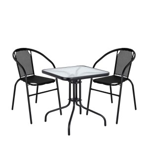 Artelibre - 14990075 ΣΕΤ ΤΡΑΠΕΖΑΡΙΑ ΚΗΠΟΥ ARTELIBRE MARS ΜΕΤΑΛΛΟ ΜΑΥΡΟ/ΓΚΡΙ ΜΕ 2 ΠΟΛΥΘΡΟΝΕΣ