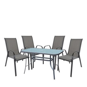 Artelibre - 14990077 ΣΕΤ ΤΡΑΠΕΖΑΡΙΑ ΚΗΠΟΥ ARTELIBRE SUN ΜΕΤΑΛΛΟ ΓΚΡΙ ΜΕ 4 ΠΟΛΥΘΡΟΝΕΣ