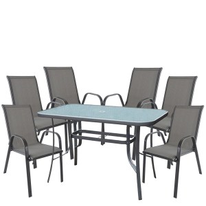 Artelibre - 14990105 ΣΕΤ ΤΡΑΠΕΖΑΡΙΑ ΚΗΠΟΥ ARTELIBRE SUN ΜΕΤΑΛΛΟ ΓΚΡΙ ΜΕ 6 ΠΟΛΥΘΡΟΝΕΣ 14990105