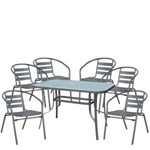 Artelibre - 14990108 ΣΕΤ ΤΡΑΠΕΖΑΡΙΑ ΚΗΠΟΥ ARTELIBRE SUN ΜΕΤΑΛΛΟ ΓΚΡΙ ΜΕ 6 ΠΟΛΥΘΡΟΝΕΣ 14990108