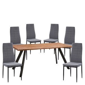 Artelibre - 14990407 ΣΕΤ ΤΡΑΠΕΖΑΡΙΑ (6+1) ARTELIBRE AOSA ΜΑΥΡΟ/HONEY MAPLE/ΓΚΡΙ ΜΕΤΑΛΛΟ/MDF/ΒΕΛΟΥΔΟ 160X90X76CM 14990407