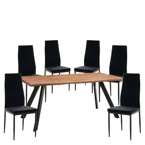 Artelibre - 14990408 ΣΕΤ ΤΡΑΠΕΖΑΡΙΑ (6+1) ARTELIBRE AOSA ΜΑΥΡΟ/HONEY MAPLE ΜΕΤΑΛΛΟ/MDF/ΒΕΛΟΥΔΟ 160X90X76CM 14990408