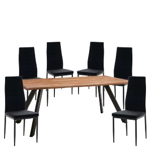 Artelibre - 14990416 ΣΕΤ ΤΡΑΠΕΖΑΡΙΑ (6+1) ARTELIBRE AOSA ΜΑΥΡΟ/HONEY MAPLE ΜΕΤΑΛΛΟ/MDF/ΒΕΛΟΥΔΟ 180X90X76CM 14990416