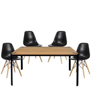 Artelibre - 14990480 ΣΕΤ ΤΡΑΠΕΖΑΡΙΑΣ (4+1) ARTELIBRE KENYCOLT ΦΥΣΙΚΟ/ΜΑΥΡΟ ΞΥΛΟ/PP 120X70X75CM