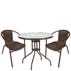 Artelibre - 14990527 ΣΕΤ ΤΡΑΠΕΖΑΡΙΑ ΚΗΠΟΥ ARTELIBRE EARTH ΚΑΦΕ RATTAN/ΓΥΑΛΙ/ΜΕΤΑΛΛΟ ΜΕ 2 ΠΟΛΥΘΡΟΝΕΣ 14990527