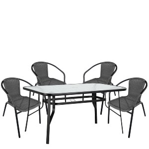 Artelibre - 14990541 ΣΕΤ ΤΡΑΠΕΖΑΡΙΑ ΚΗΠΟΥ ARTELIBRE SUN ΜΑΥΡΟ/ΓΚΡΙ RATTAN/ΓΥΑΛΙ/ΜΕΤΑΛΛΟ ΜΕ 4 ΠΟΛΥΘΡΟΝΕΣ 14990541